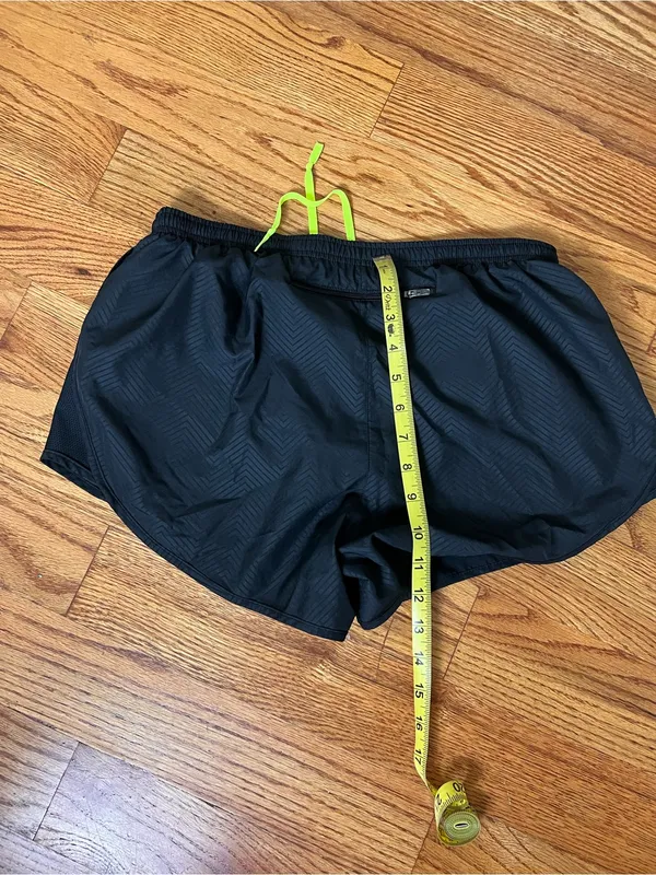 Nike Black Shorts with Neon Green Drawstring - Image 5