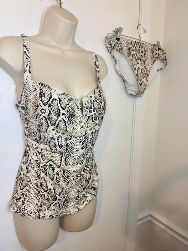 Soma Snake Print Tankini Bathing suit Size Large V Wire Plunge - Image 3