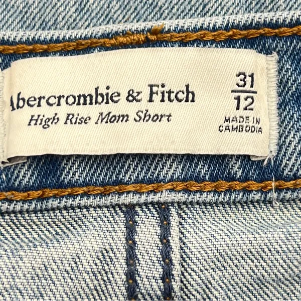 Abercrombie & Fitch High Rise Mom Lt Blue Factory Distressed Cutoff Jean Short - Image 9