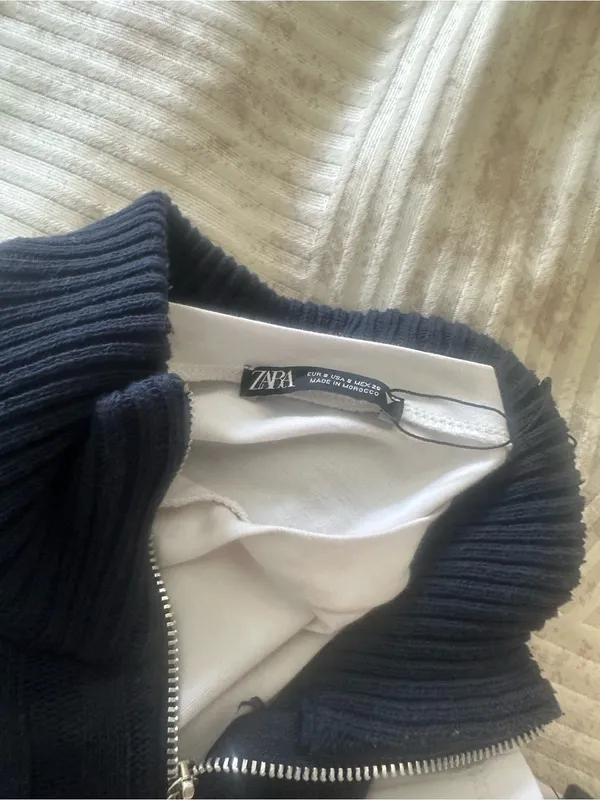 Zara Black Ribbed Half-Zip Mockneck Cropped Vest - Image 9