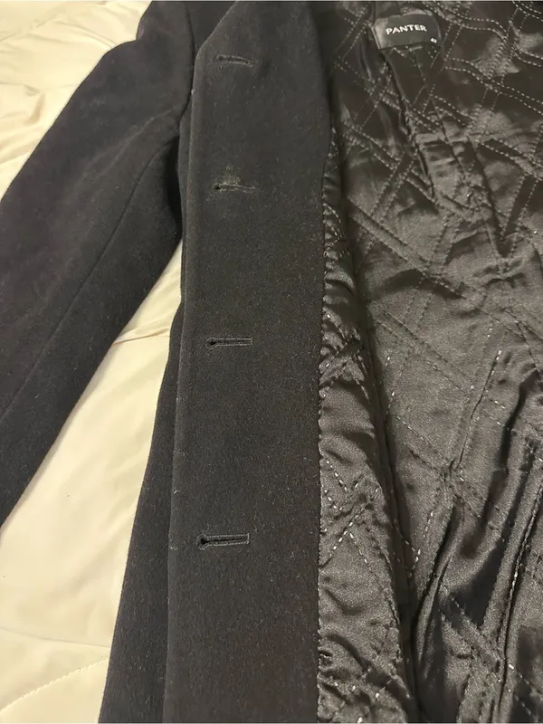 Panter Classic Black Women's Button-Front Single-Breasted Overcoat - Size 42 (M) - Image 10