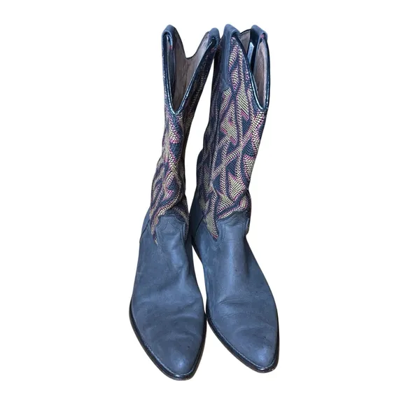 Vintage 80s 90s Guess by Georges Marciano Southwestern Tapestry Cowboy Boots 9 - Image 3