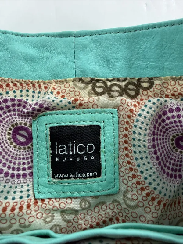 Latigo Turquoise Teal Leather Messenger Bag Y2K Boho Shoulder Crossbody Purse‎ - Image 5