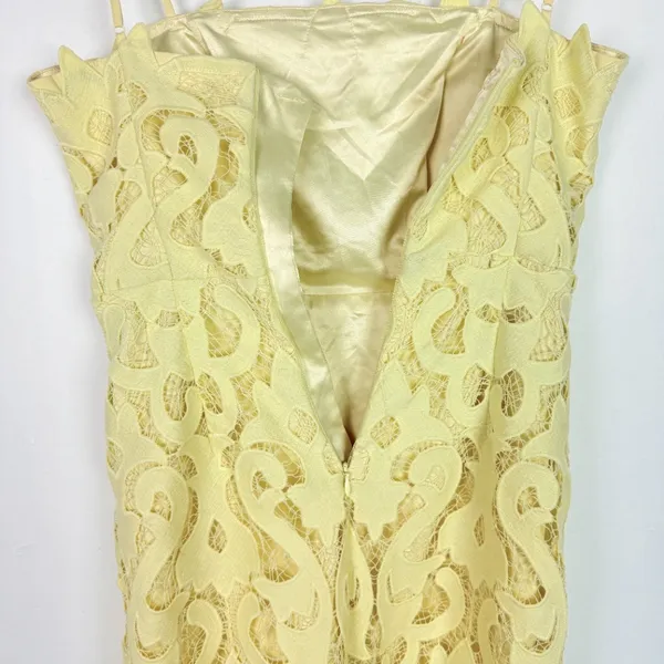 Bardot Lina Lace Sheath Dress Sleeveless Yellow Size 6 Small S EUC - Image 12
