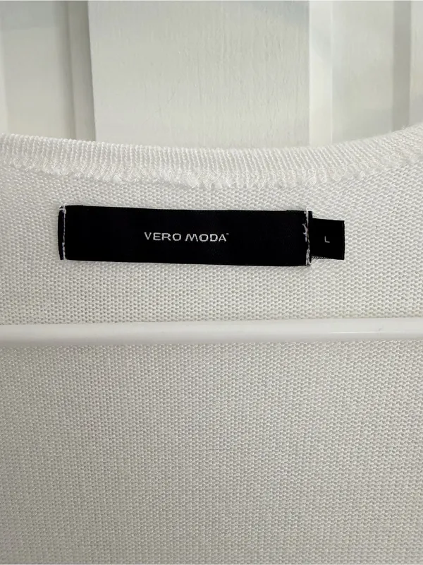 Vero‎ Moda White Open Front Lightweight Knit Cardigan Large - Image 2