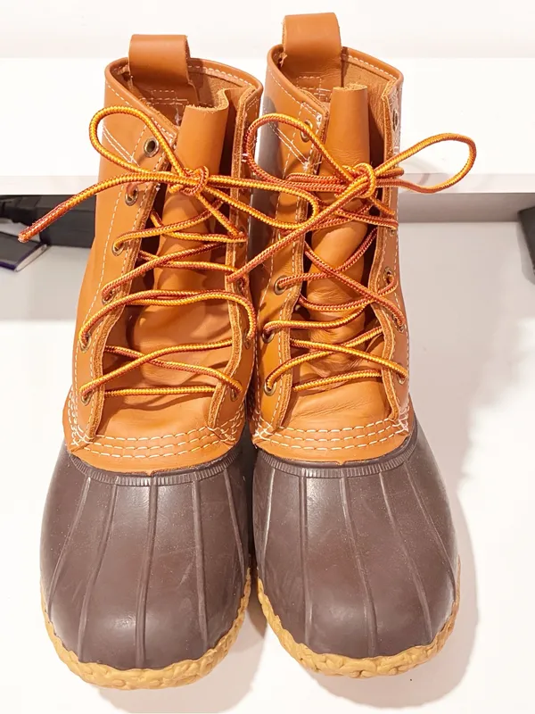 LL Bean Ladies Duck Hunting Boot Brown Rubber Ankle Booties Maine USA Size 7M - Image 2