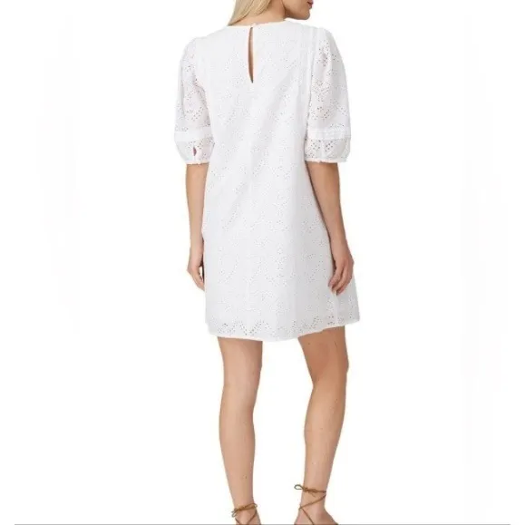 Sanctuary White Eyelet Cotton Puff Sleeve Mini Dress XS - Image 10