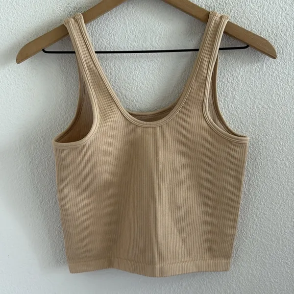 Offline by Aerie Ribbed Stretch Tank Neutral Cream Medium - Image 4
