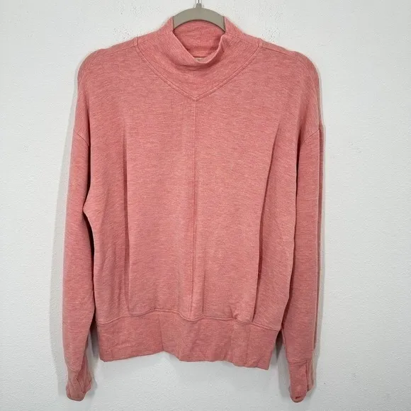 Athleta Pink Mockneck Sweater Cozy Soft Modal Thumbholes‎ Athleisure Loungewear - Image 2