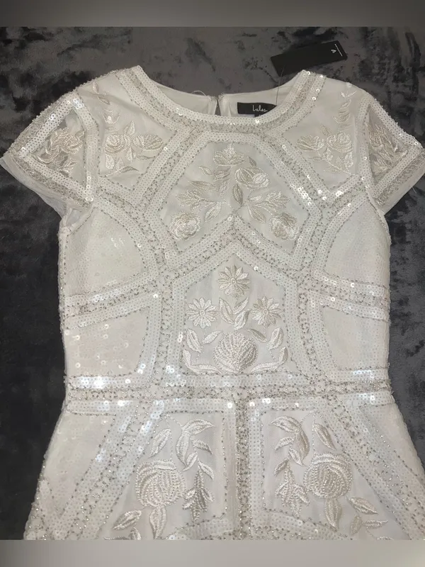 Lulus Spread Your Shine White Sequin Embroidered Bodycon Dress in White Size S - Image 7
