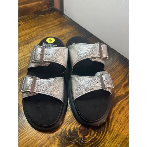 Dr. Martens Silver Metallic Slide Sandals Size 9 - Image 3
