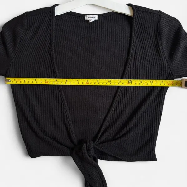 GARAGE Women's XS Black Ribbed Crop Top Casual Knit - Image 8