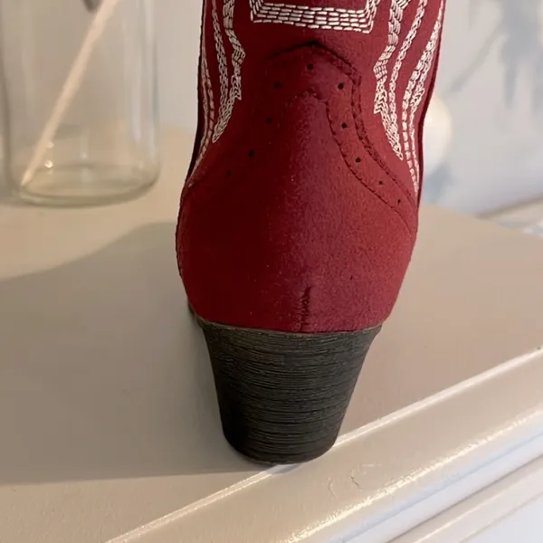 Red Cowgirl Boots Mid Calf Embroidered Western Cowboy Womens 6.5 New in Box - Image 7