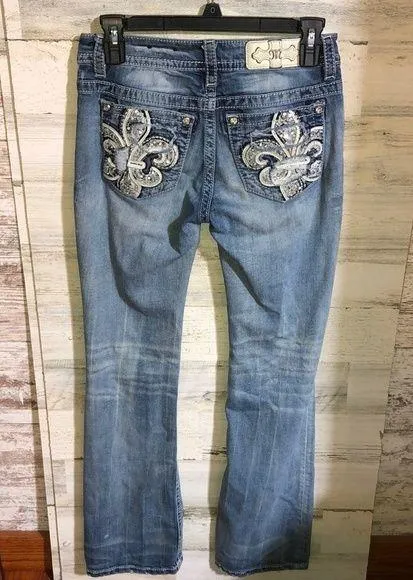 Miss me jeans standard boot cut size 25 white wash color distressed western jean - Image 2