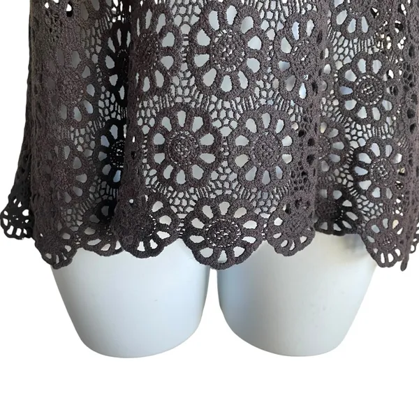 Pins‎ And Needles Womens Crochet Romantic Lace Shell Top XS Brown Indie Festival - Image 5