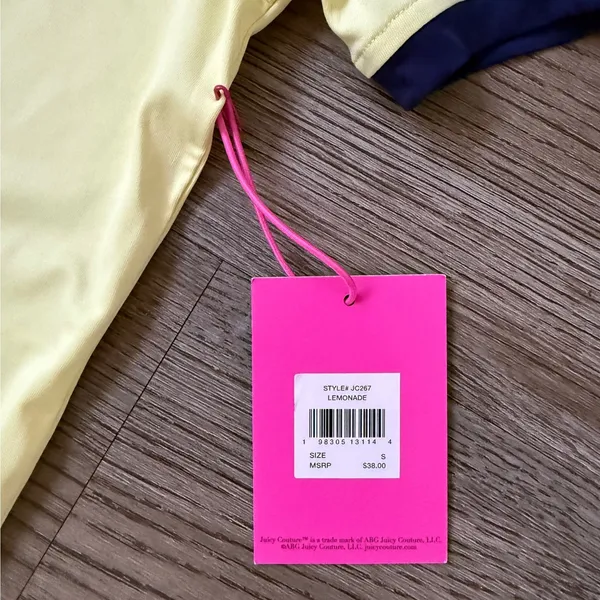 Juicy Couture Sport Cherry Baby Tee Ringer Crop Top Lemonade‎ Yellow Size S NWT - Image 8