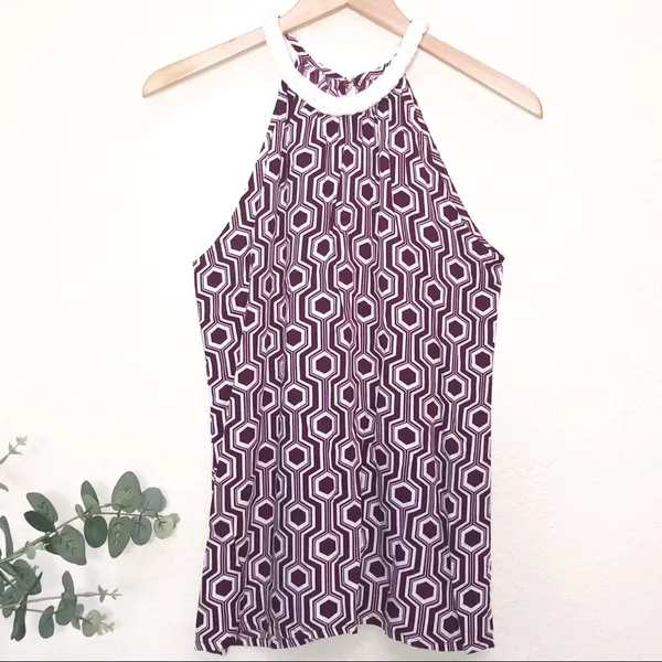 NEW Escapada Rope Halter Top Preppy Resortwear Vacation Nautical Geo Print - Image 2