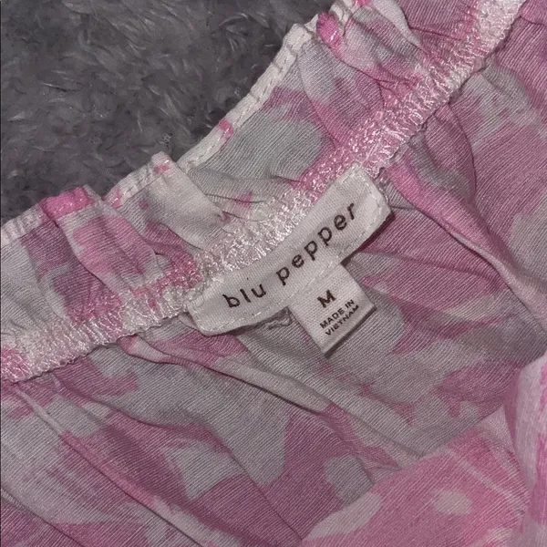 Blu Pepper Pink Floral Ruffle Dress — Sleeveless, Elastic Waist, Size M - Image 2