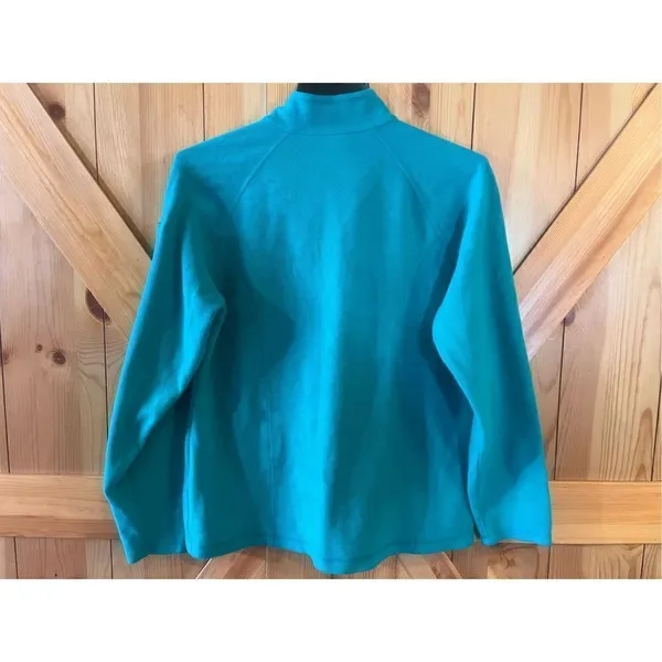 LL Bean Long Sleeve Quarter Zip Fleece Pullover Green Size Med (1030) - Image 5