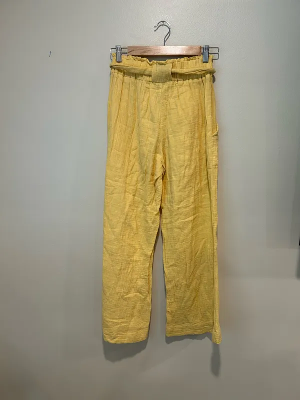 Yellow cotton blend wide leg pants - Image 7