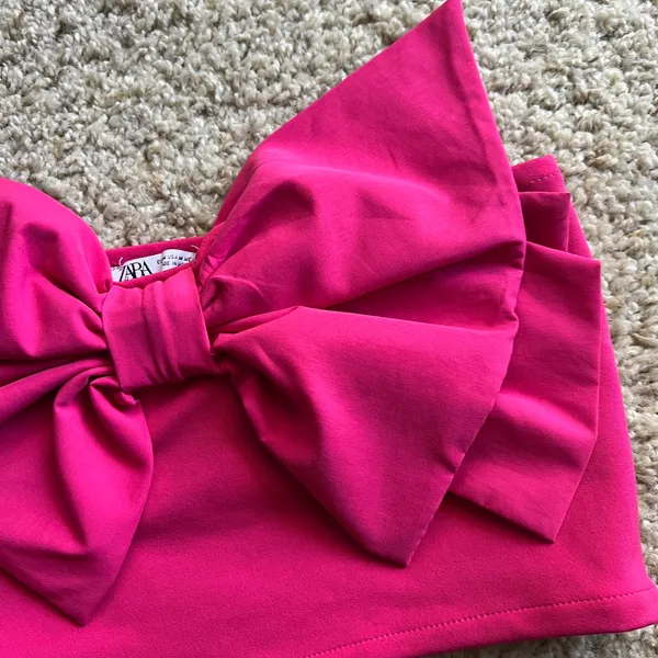 Zara Vibrant Pink Bow Bandeau Top - Image 5