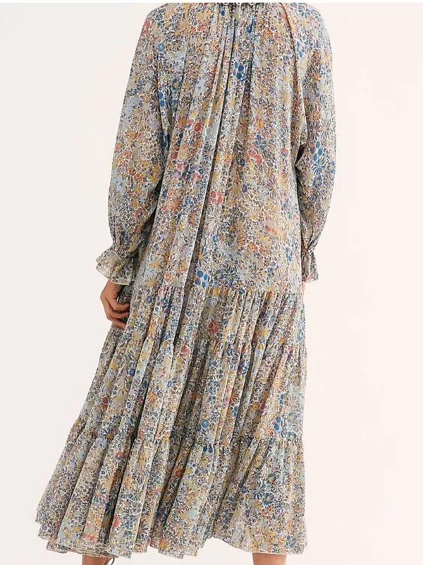 Free People Feeling Groovy Floral 70’s Style Boho Hippie‎ Maxi Dress Size XS - Image 4