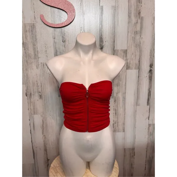 Ambiance Red Strapless Zip-Up Tube Top – Size S - Image 6