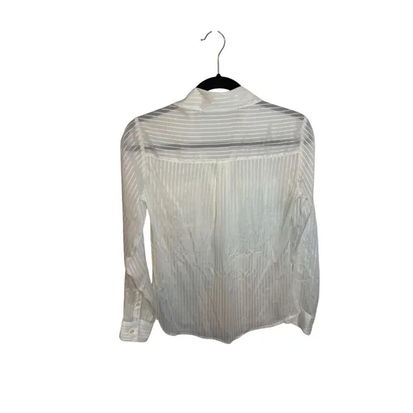 Express White Pinstripe Semi Sheer Portofino Shirt - Image 2