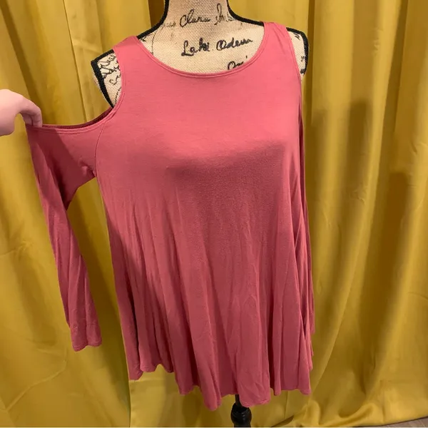 Stretch Cold Shoulder Tunic Top Pink Size XL - Image 3