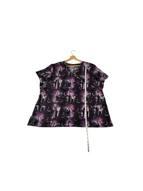 Disney Maleficent Scrubstar Scrub Top 3X Purple Dragon Halloween Villains Goth - Image 9