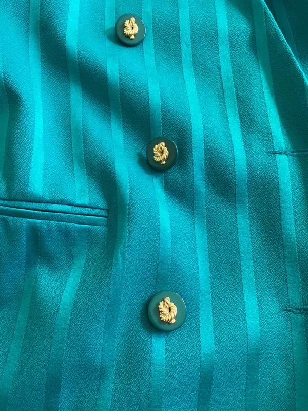 Executive Collection Vintage Teal Pinstripe Suit - Image 4