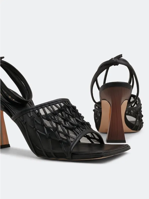 Sam Edelman Black CANDICE Woven Ankle-Tie Heel Sandals size 8 - Image 2