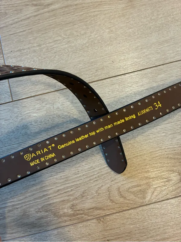 NWT Ariat Women’s Embossed Floral Nail Edge Belt Brown Size 34 - Image 3