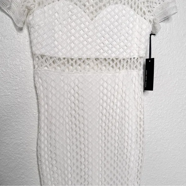 Lulus White Knot Crochet Mermaid Dress Sz M - Image 9