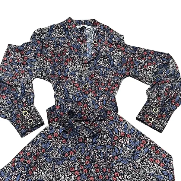 Zara Shirt Dress Womens Size M Multicolor Floral Paisley Mini Long Sleeve - Image 4