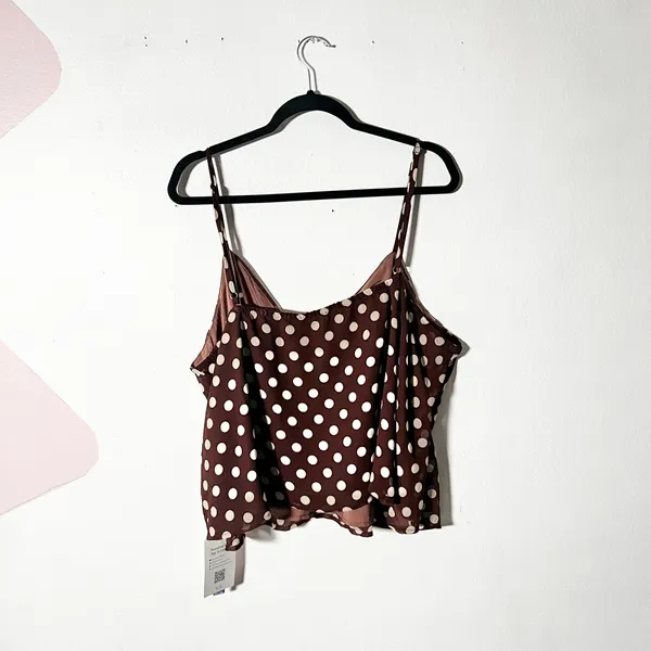 Cider Polka Dot Cami Top Womens 4XL Brown Babydoll Retro - Image 2