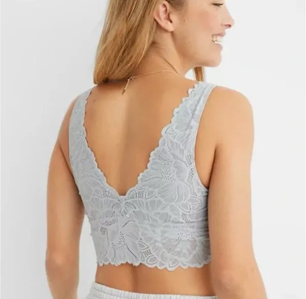 Lace Waffle Longline Aerie Holiday Bralette - Image 2
