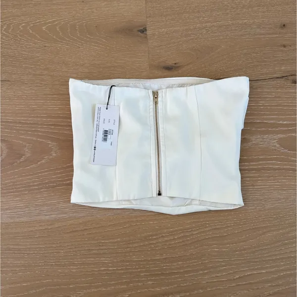 SNDYS Strapless Satin Top Roma Size XXS Ivory Cream - Image 3