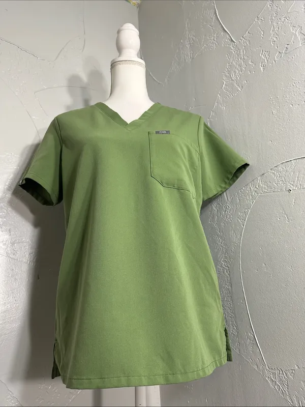 Figs Olive Green V-Neck Scrub Top - Image 8
