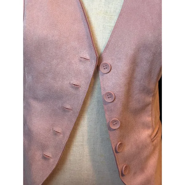 Moa Moa Faux Suede Vest Pink Button Front Tailored Waistcoat UA632-SUA Medium - Image 8
