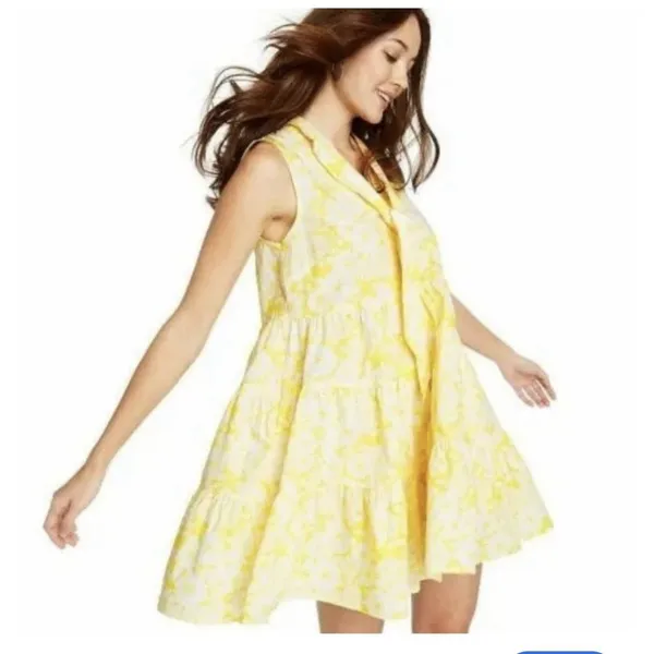 Lisa Marie‎ Fernandez XL Target Yellow Floral Tiered Trapeze Babydoll Swing - Image 2