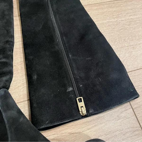 Coach Roma Black Tall Suede Heeled Knee High Boot Leather Size 10 - Image 2