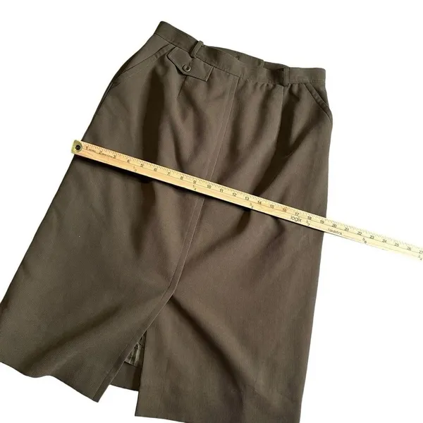 Vintage 90s Carlisle Midi Skirt Ribbed Womens 14 Green Straight Pencil Split - Image 9