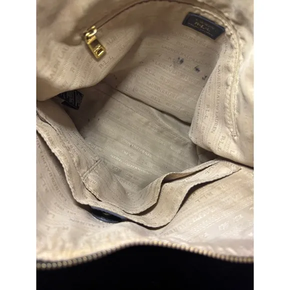 Lauren Ralph Lauren Black Pebbled Leather Hobo Bag Y2K Crossbody Shoulder Bag‎ - Image 3