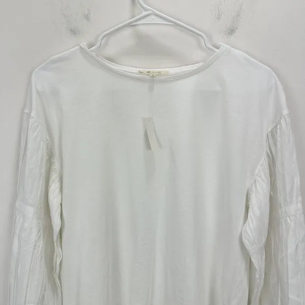 Madewell Puff Sleeve Drop Shoulder Knit Top Cotton Viscose White Small NWT - Image 8