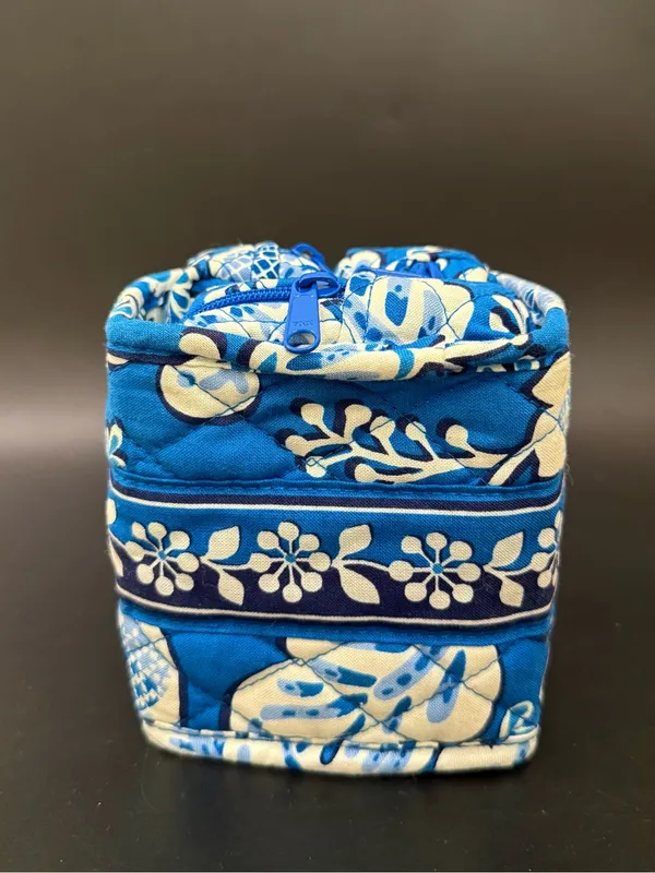 VERA BRADLEY Blue Lagoon Quilted Floral All Wrapped Up Jewelry Cosmetic Bag - Image 8
