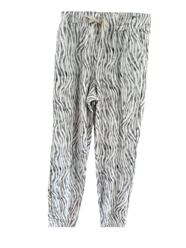 Neutral Zebra-Print Drawstring Joggers - Women - Image 3