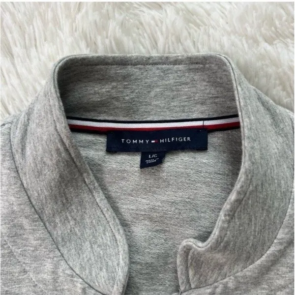 Tommy Hilfiger Gray Military Jacket Button Front Pockets Short Coat Size L/G - Image 5
