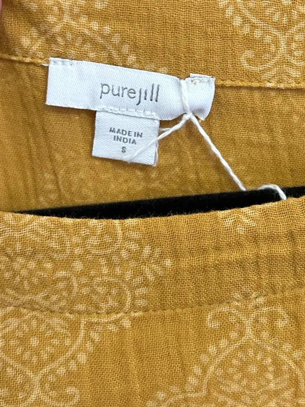 Pure Jill Boho Earthy Minimalist Mustard Yellow 100% Cotton Boxy Top - size S - Image 2