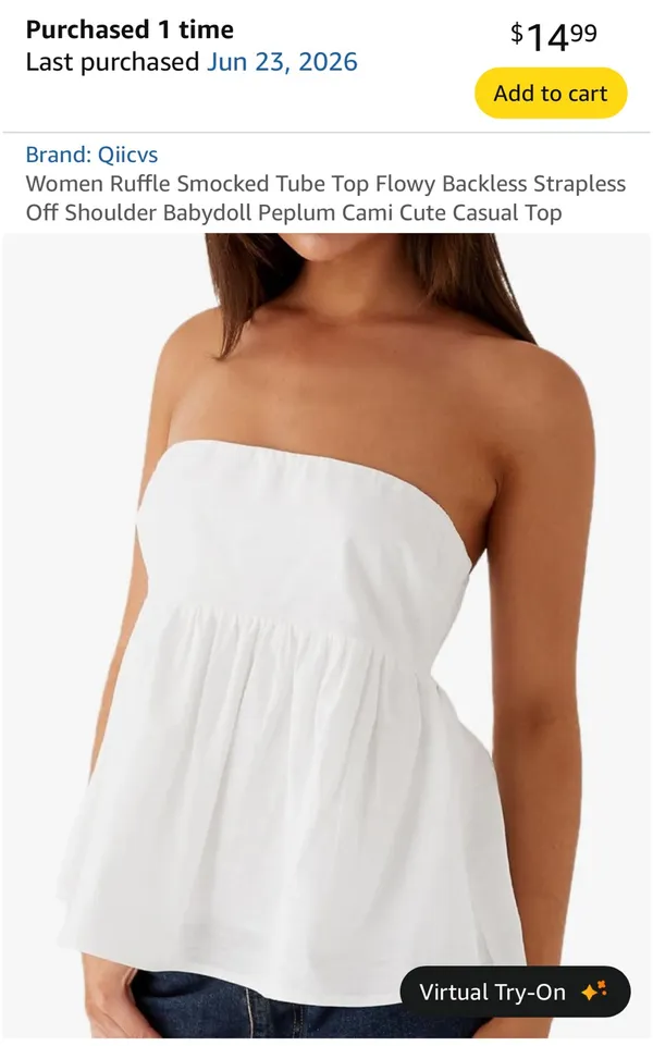 Amazon White Ruffled Tube Top  - Image 3